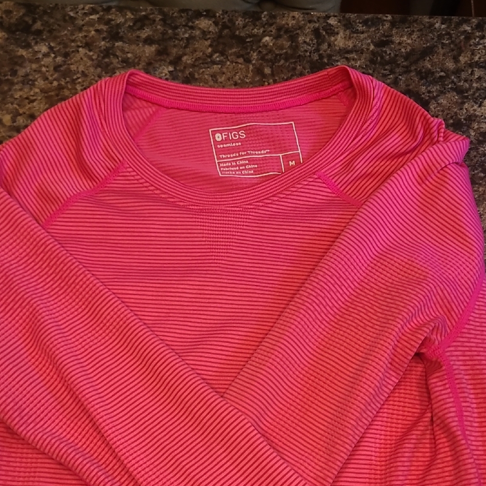 Figs Women's Vibrant Pink Striped Sweatshirt